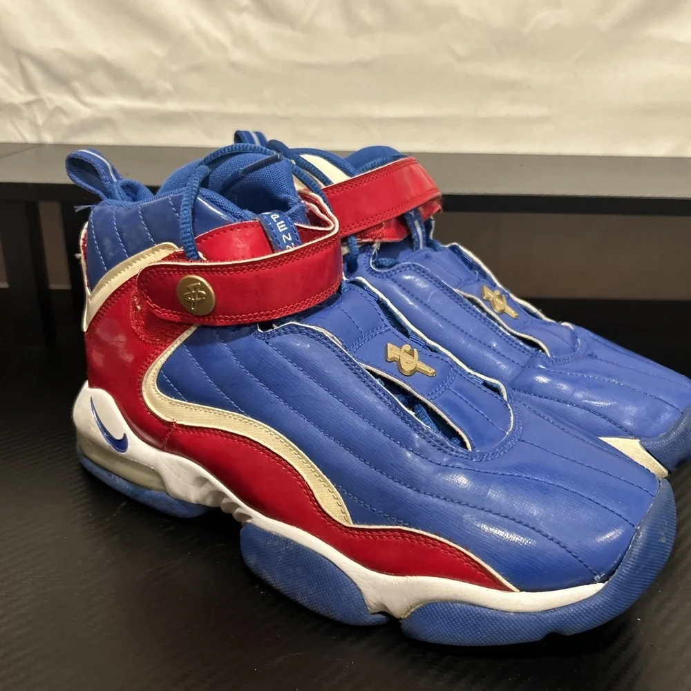 Nike Air Max Penny 4 Red/White/Blue 313936-441 Youth Size 7Y 1 Cent Logo